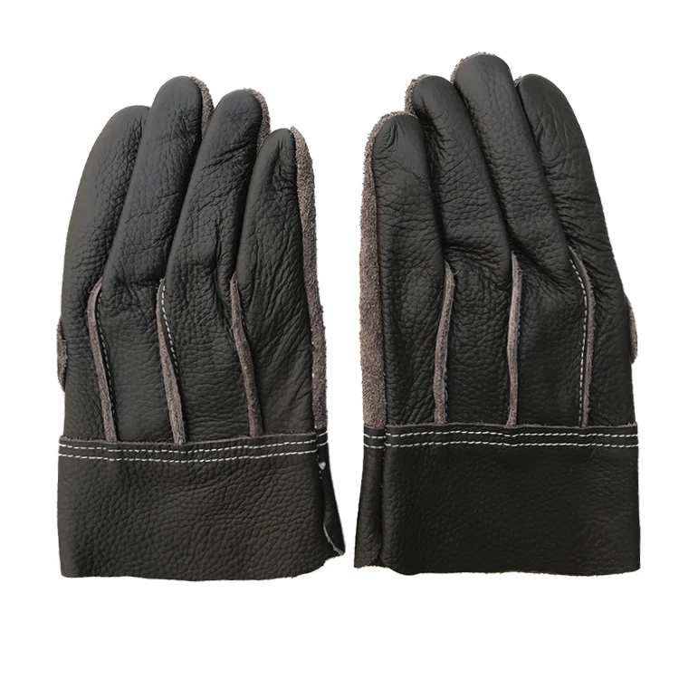 

Free shipping 3pairs of cow grain split genuine leather working gloves threaded reinforced great wear resistance back threelines