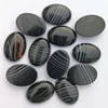 Cabochon en pierre naturelle noire à rayures d'onyx, perles en pierre à la mode pour la fabrication de bijoux, 12 pièces/lot, livraison gratuite sans trou, 25x18MM ► Photo 3/4