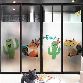 

Window sticker glass bathroom light opaque matte film kindergarten classroom glass stickers cartoon animals opaque film