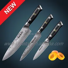 67 schichten 3 stücke Japanischen VG10 Damaskus edelstahl küchenchef küchenmesser set chef messer Gemüse messer mit Mosaik Niet