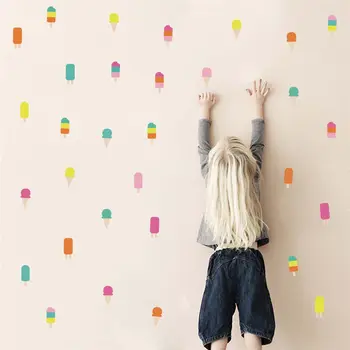

Cartoon Popsicles Ice Creams Wall Sticker For Kids Room,vinyl Diy Decals For Hom Decor Removable Waterproof Wallpaper Art Murals