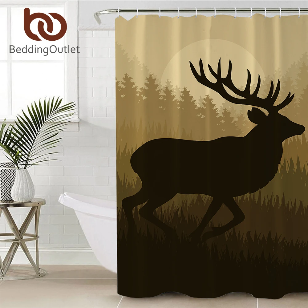 Beddingoutlet Deer Christmas Elk Bathroom Shower Curtain Waterproof
