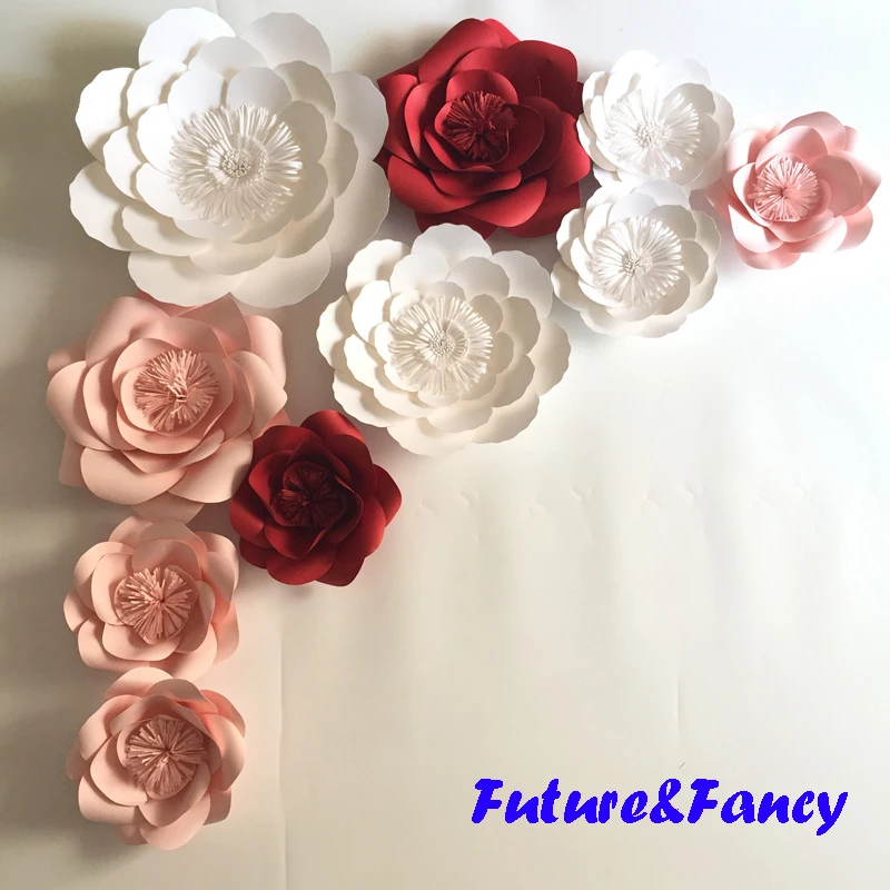 Unids 10 piezas Set de flores de papel gigante para fondos de boda fiesta  nupcial fiesta de bebé decoración flor centro de mesa muñeca ramillete  mezcla de colores|paper flower for wedding|flowers fordecorative