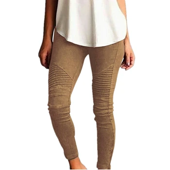 

High Elastic Woman Long Pants Vintage Pleated Design Skinny Trousers Plus Size Small side zipper casual pants Femme