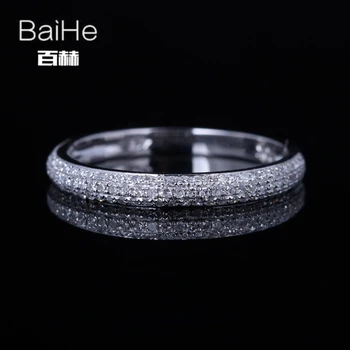 

BAIHE Solid 14K White Gold 0.32CT H/SI Round Genuine Natural Diamonds Wedding Gift Women Trendy Fine Jewelry Diamond Ring