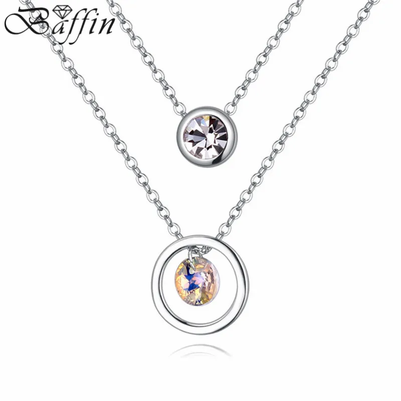 

Free shipping high quality double Necklaces&Pendants Crystals From Swarovski Elements for Women Valentine's Day Gift