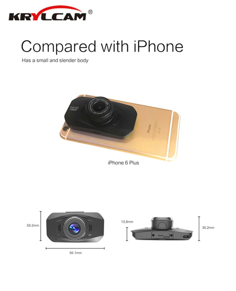 Krylcam R800 Мини Full HD1080P видеорегистратор 2 7 дюймовый экран NTK96658 + 323 Автомобильный