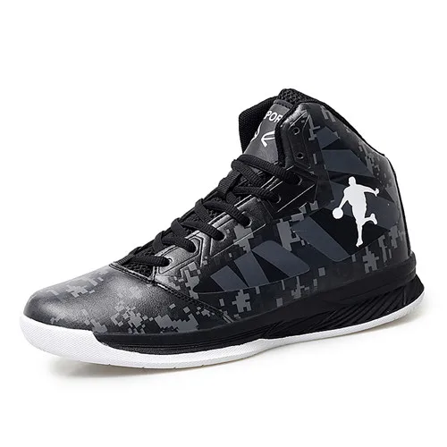 Мужские ботинки для баскетбола мужские амортизирующий светильник Баскетбольные Кроссовки противоскользящие дышащие уличные спортивные туфли размера плюс Jordan - Цвет: Черный