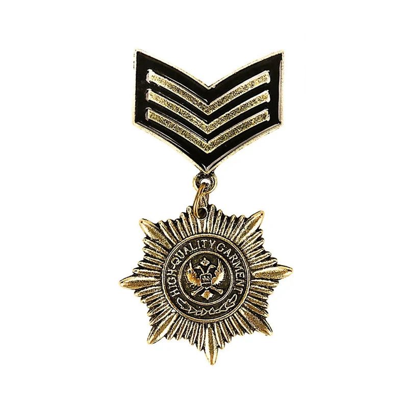 

2018 New men's Vintage British college wind metal Star Medal badges Eagle Military badge Brooch Unisex