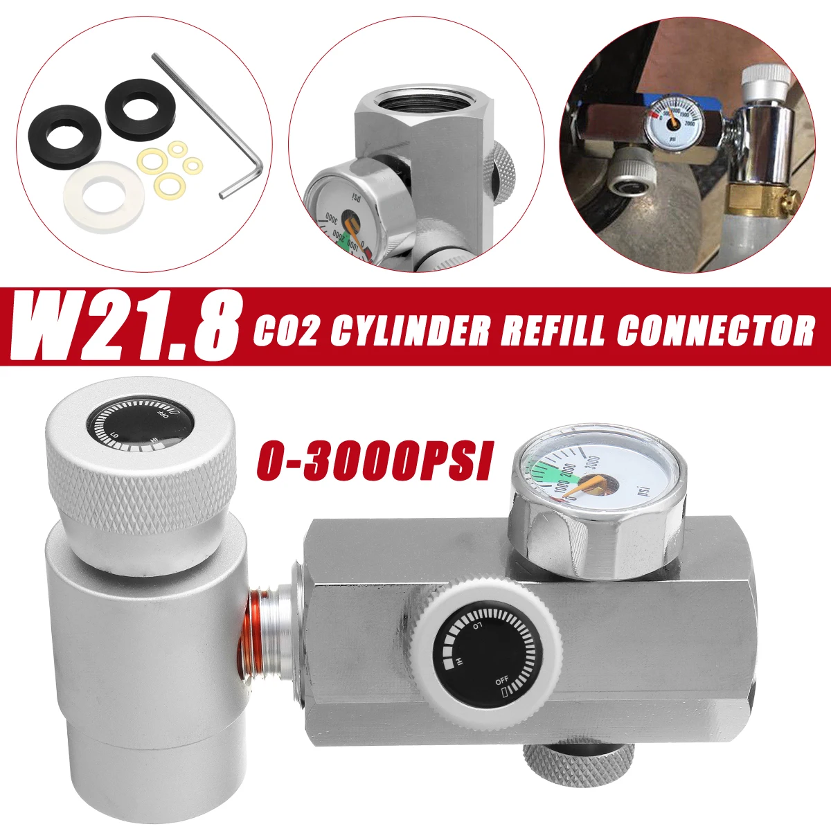 

For SodaStream Tank Filling CO2 Cylinder Refill Connector Adapter Homebrew for DIN 477/W21.8/BS 341 No.8 Donor Cylinder