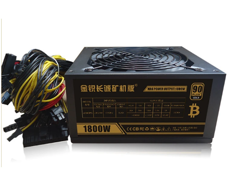 PC Miner Case Power Supply 1800W Computer Mining Rig Ethereum Monero Bitcoin Server Rack PSU For RX 470 480 570 GTX 1060 6 GPU
