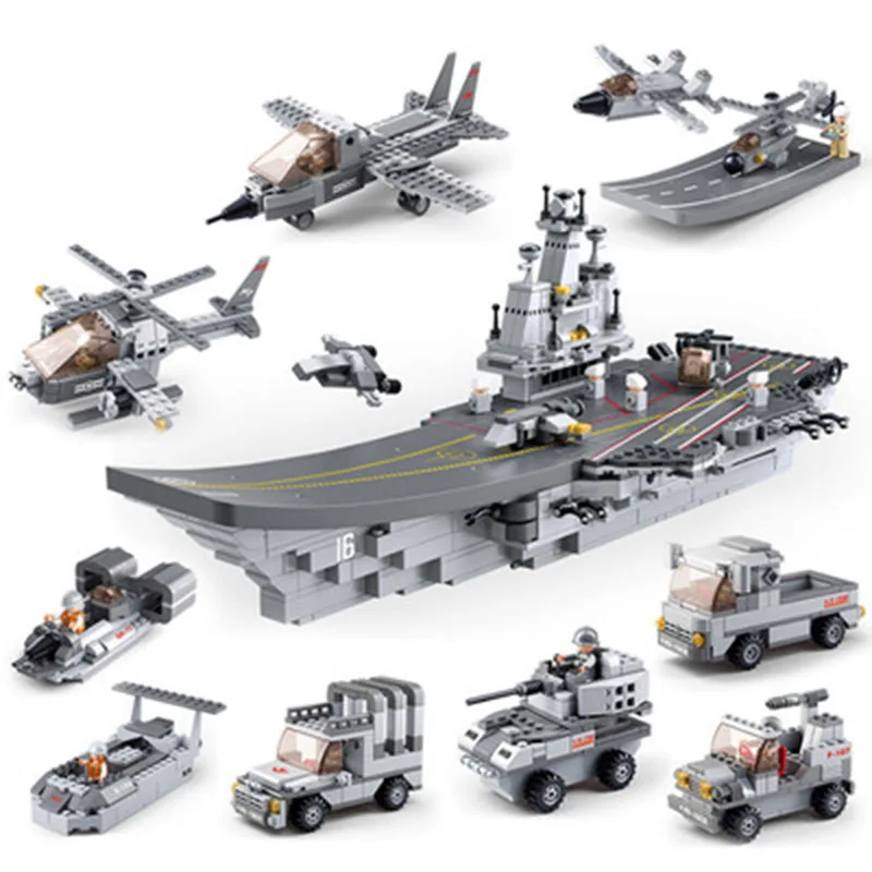 

Navy Submarine Compatible Military Ship Plane Aircrafted Carrier Warship Battle Cruiser Frigate Model Building Blocks Toy