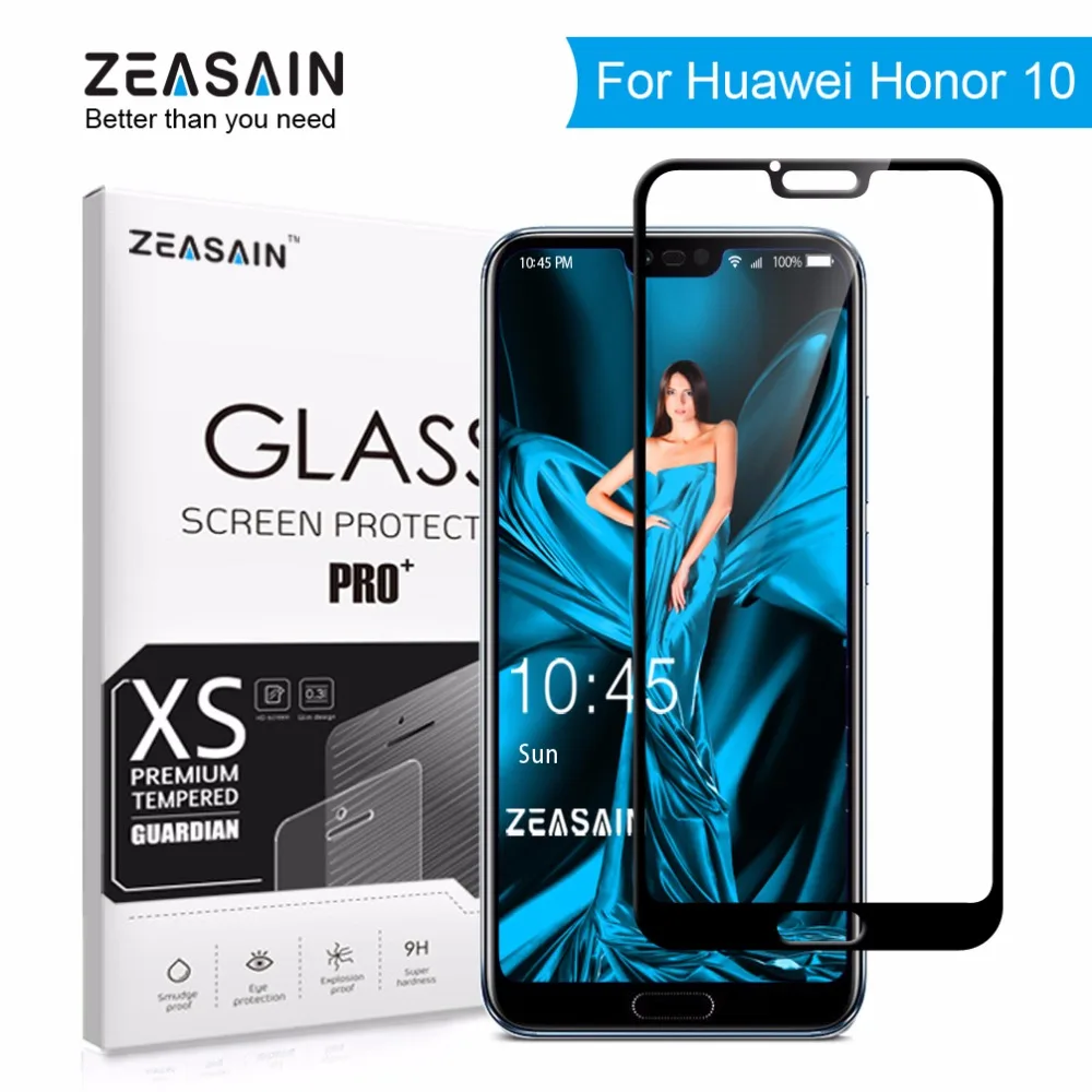 Защитное стекло ZEASAIN 9H закаленное с полным покрытием для Huawei Honor 10 защита экрана