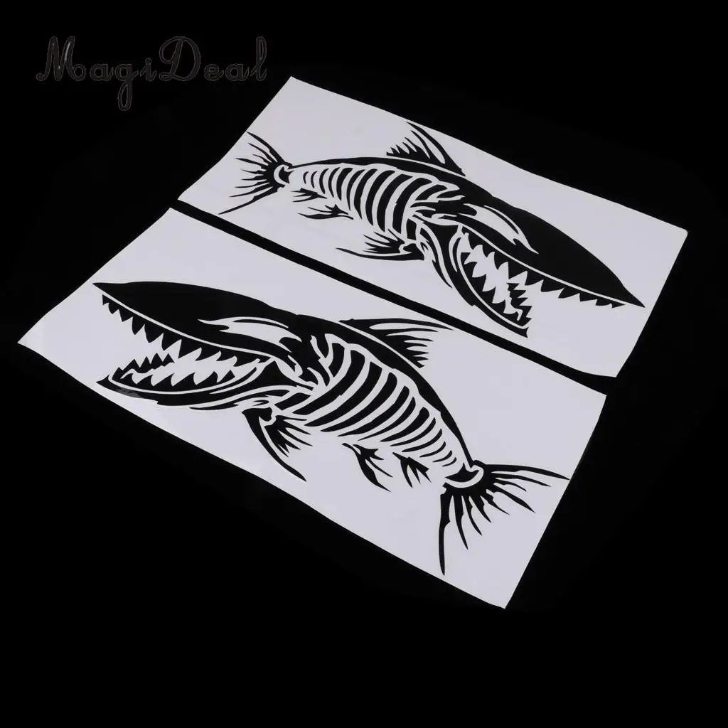 2Pcs Durable Large Skeleton Fish Bone Stickers Decals for Kayak Canoe Fishing Boat Dinghy Car Truck Window Graphics Accessories
