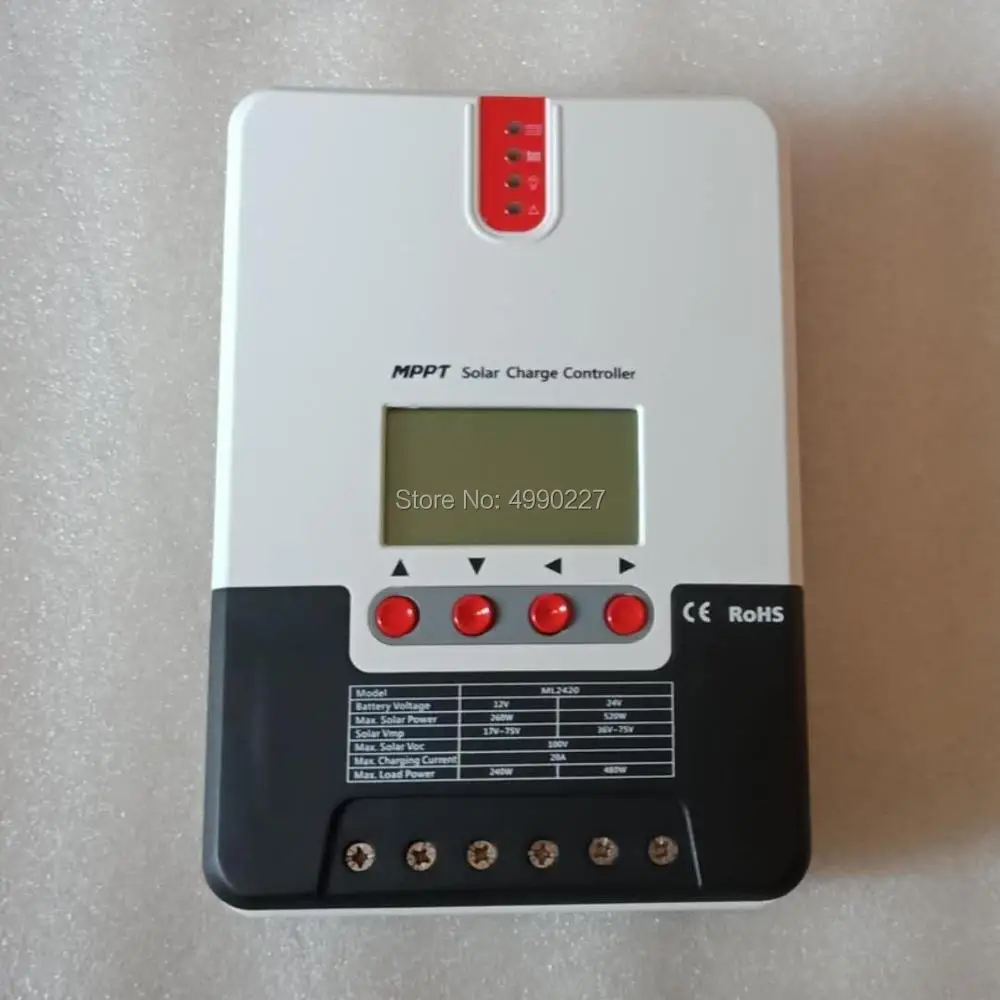 12V24V 20A ML2420 Автомобильная MPPT Контроллер заряда с ЖК-дисплеем регулятор солнечного зарядного устройства макс pv вход напряжение 100 в