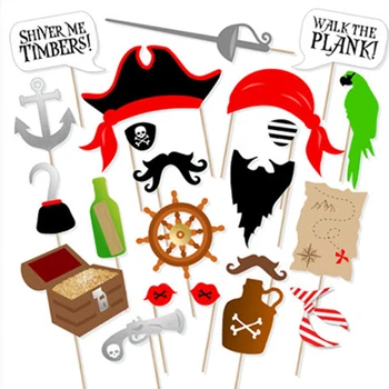 

22pcs Nautical Pirate Theme Party Decorations DIY Photobooth Props Happy Birthday Photobooth Props Party Supplies