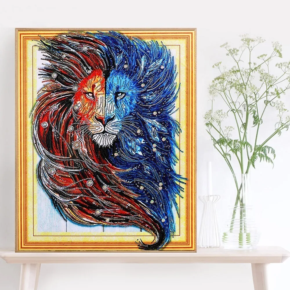 Huacan специальная форма алмазная картина льва 5D DIY Алмазная вышивка животные картина Стразы домашний декор 40x50 см
