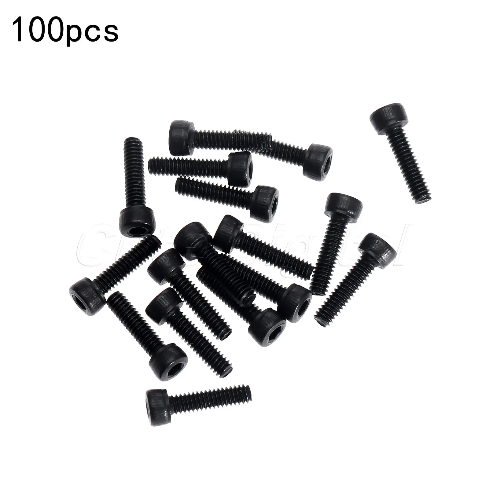 100Pcs/set Hex Socket Bolt Black M2 Screws Stainless Steel Tapping
