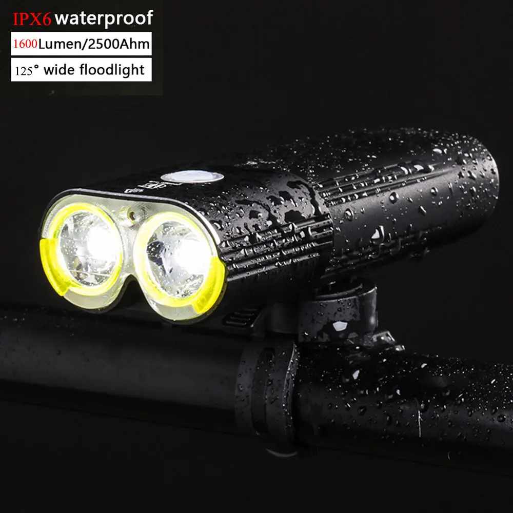 

Waterproof Bicycle Lights Double Lamp 1600 Lumen Pro Mtb Bike Light Aluminum Fietsverlichting Bycicle Light Headlight Cycling
