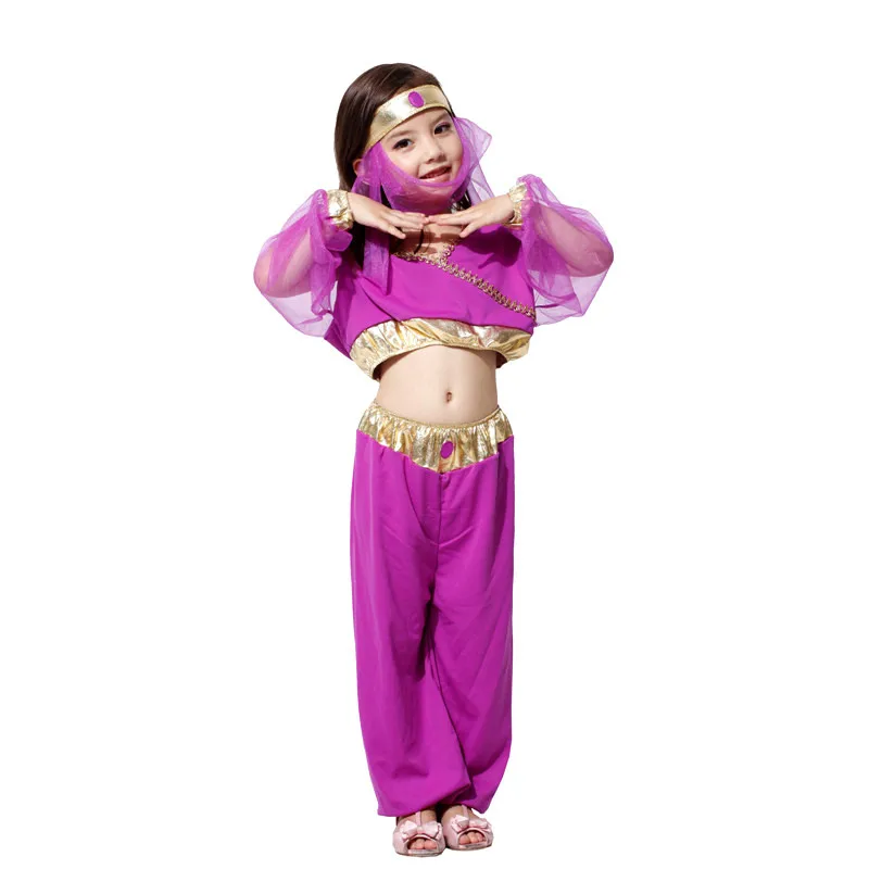 Beautiful Arab India Jasmine Princess Costume Halloween Party Cosplay Arab Girls Dress New