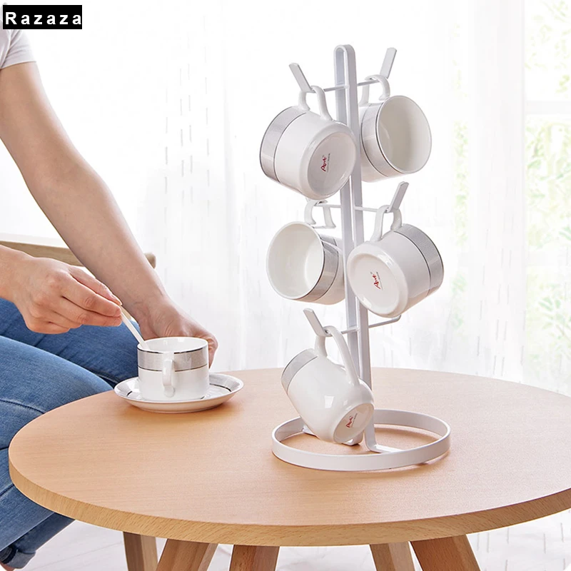 New Iron Mug Coffee Cups Drying Storage Rack Holder Home For Kitchen