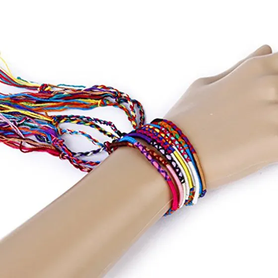 

9 colorful thread friendship bracelets woven Hippie