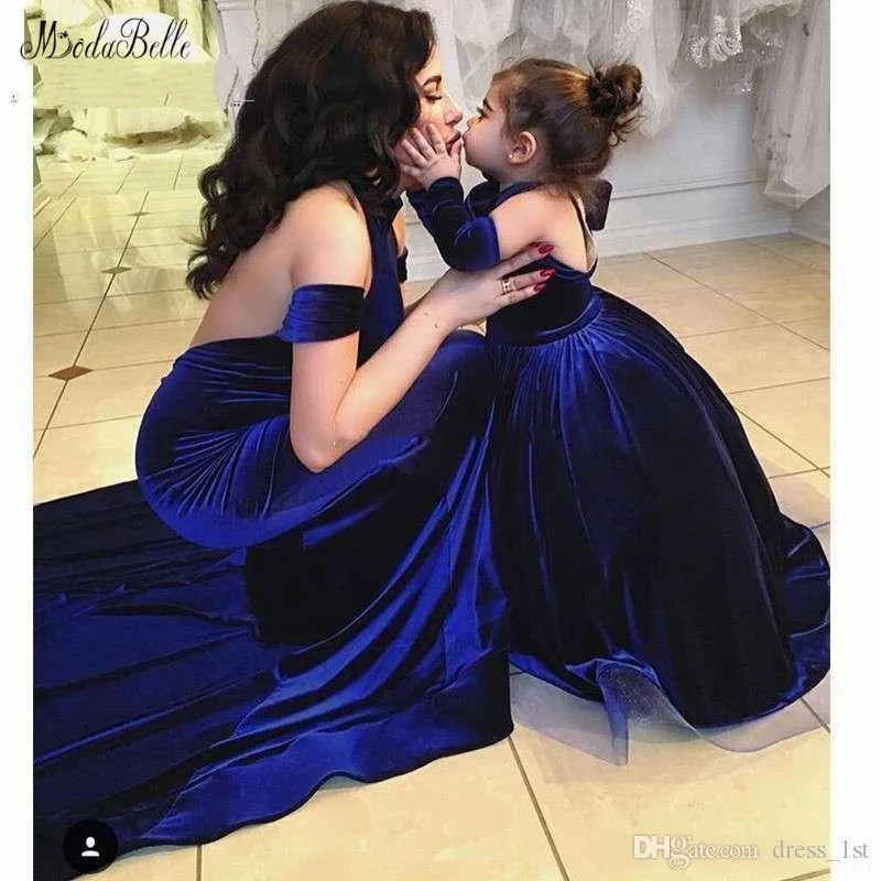

modabelle Velvet Royal Blue Prom Dresses Sukienki Na Bal 2019 Dubai Mother And Daughter Evening Party Dress Galajurken
