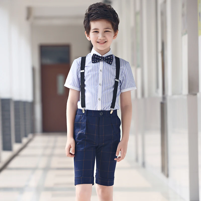 

Children's suit 2018 New style summer fashion children flower girl dress host boy piano performance chorus strap boy suit