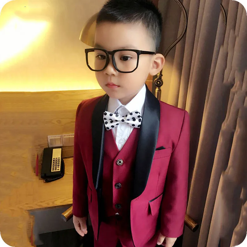 New Design Flower Boys Wedding Suit 3PCS Boys Party Black Shawl Lapel Costume Homme Boys Spring Formal Clothing Set Kids Suits 3pcs halloween cosplay costume giraffe hair hoop bow tie with tail masquerade party event costume props photography accessories
