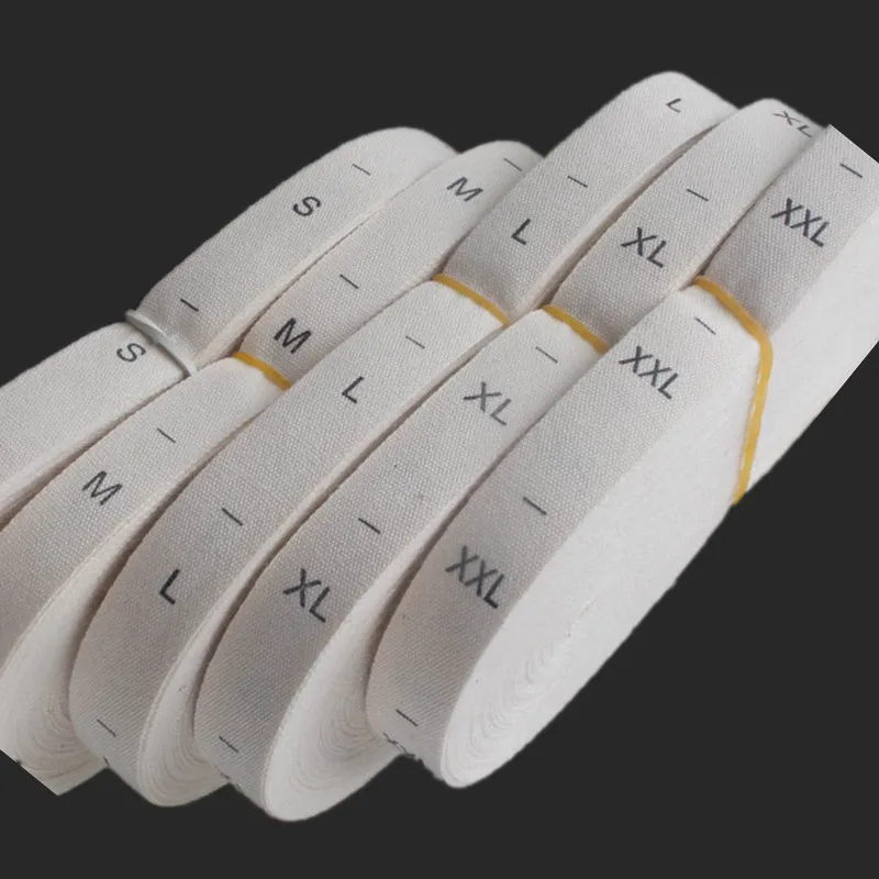 

100pcs Natural cotton woven cloth size label beige tags for clothing XS S M L XL XXL XXXL