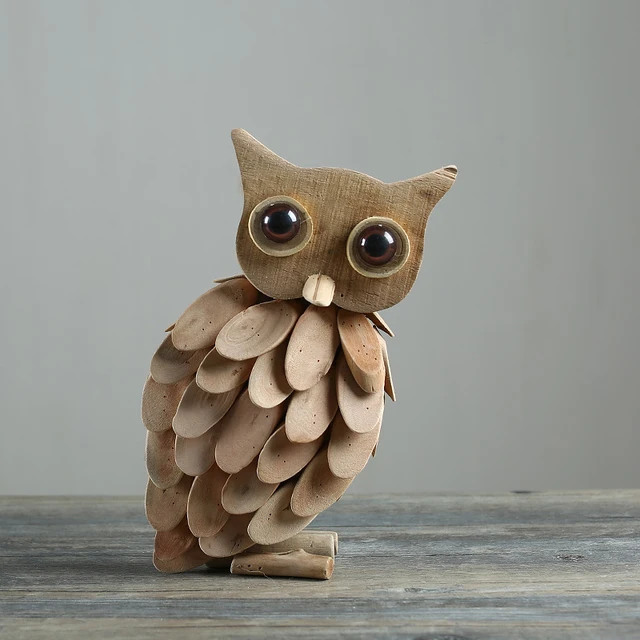 desain modern handmade kayu owl figurine miniatur hewan ornamen simulasi hewan alami partai desain modern handmade kayu owl figurine miniatur hewan ornamen simulasi hewan alami partai