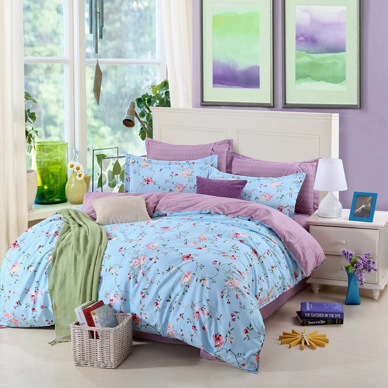 

Fanaijia 3d flower bedding sets king blue duvet cover Pillowcase bed sheet Bedspread 3/4 pcs Bedlinen queen size comforter sets