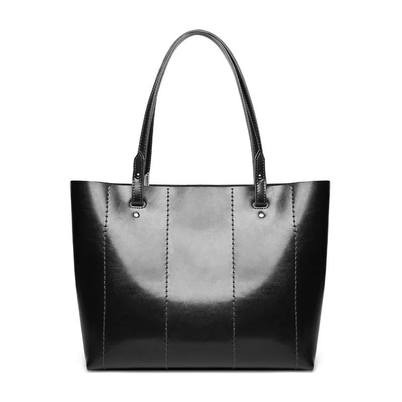 DIENQI сумки на плечо из натуральной кожи, роскошные сумки, женские сумки, дизайнерские женские сумки, известный бренд, модные сумки, большая сумка-тоут - Цвет: Black