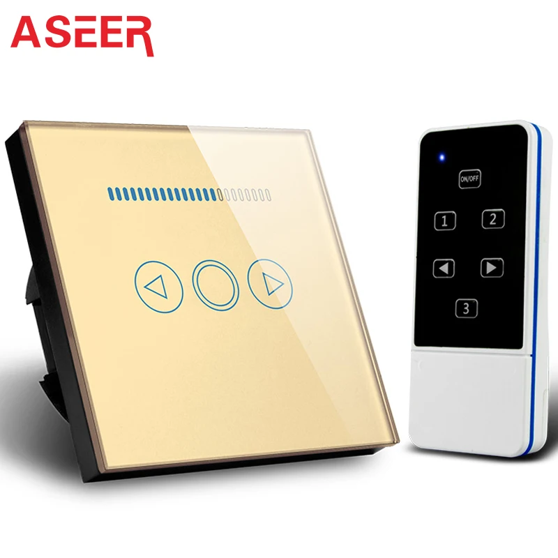 

ASEER,EU Standard Remote Control light dimmer switch,Blue LED backlight ,AC110-240V,Tempered Glass 1 Gang led dimmer switch