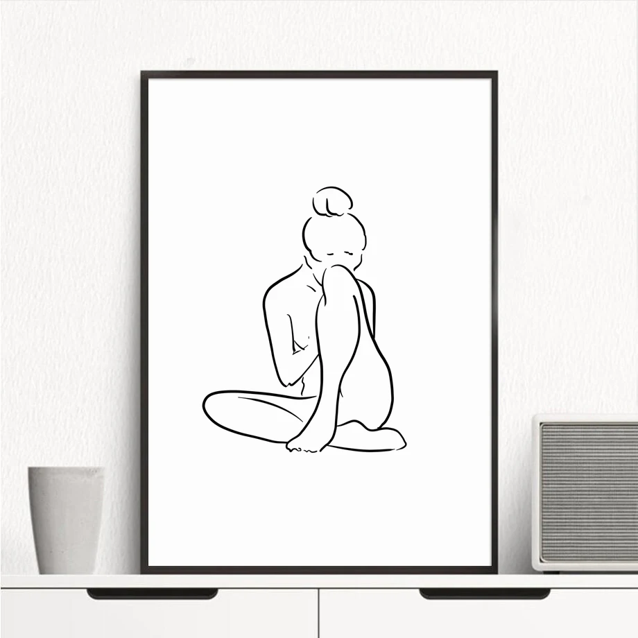 

Geometric Line Ballet Girl Nordic Posters And Prints Wall Art Canvas Painting Pop Art Black White Wall Pictures For Living Room