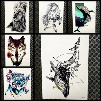 Distinctive Arrow Diamond Dolphin Whale Tattoo Waterproof Body Art 21x15cm Fish Tatoo For Men Women Fake Arm Leg Tattoo Stickers
