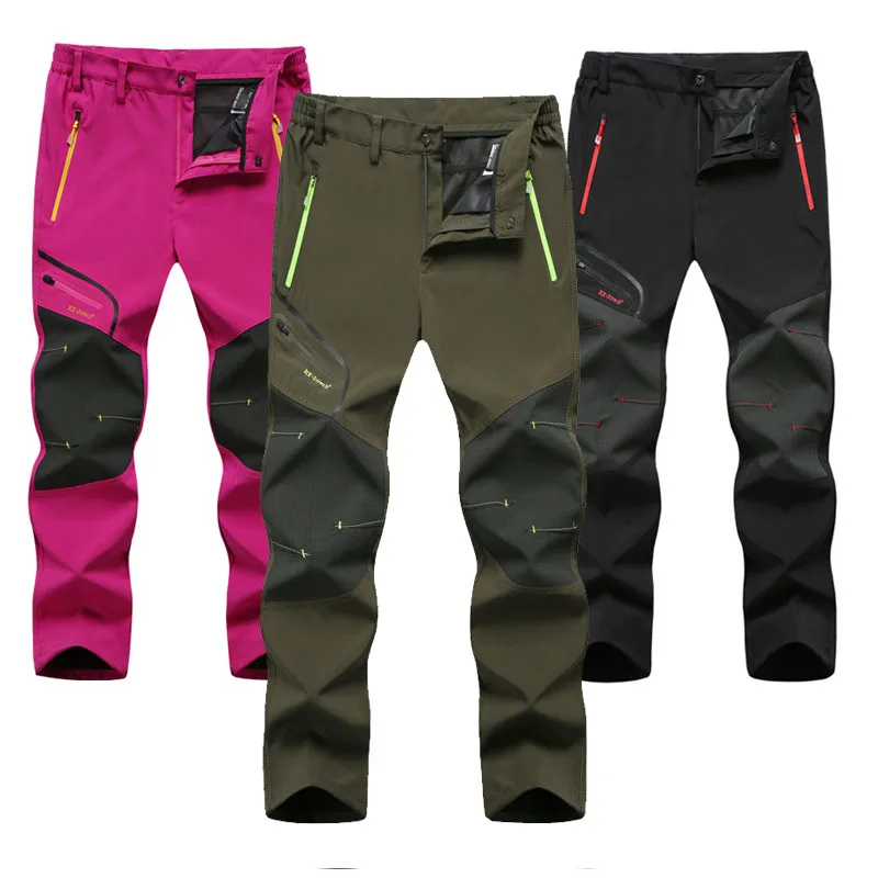 Men Oversized Plus size Winter Softshell Fleece Outdoor Pants Trekking