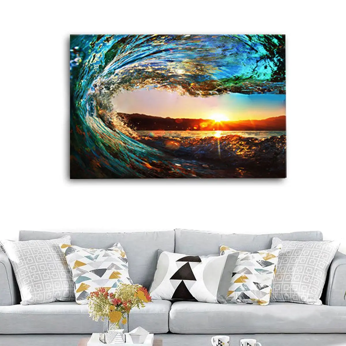 Mayitr Large Modern Seascape Painting Canvas Prints Wall Art Home Decor Pictures Sea Wave Landscape Bedroom Decor