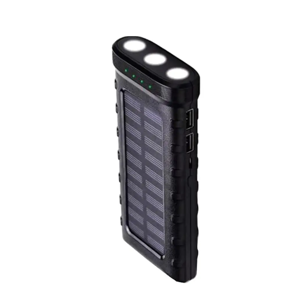 Durable Practical Dual USB Ports Solar 13000mAh powerbank Power 5V/2.1A Bank 5V/1A 2A With LED Flashlight