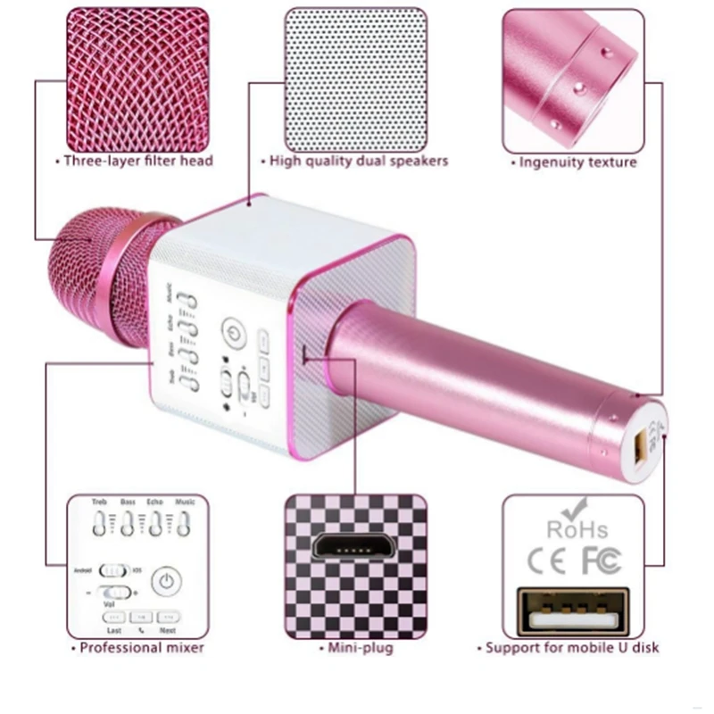 ITSYH Q9 Беспроводной микрофон studio ручной КТВ с Динамик Mic громкий караоке Bluetooth TW