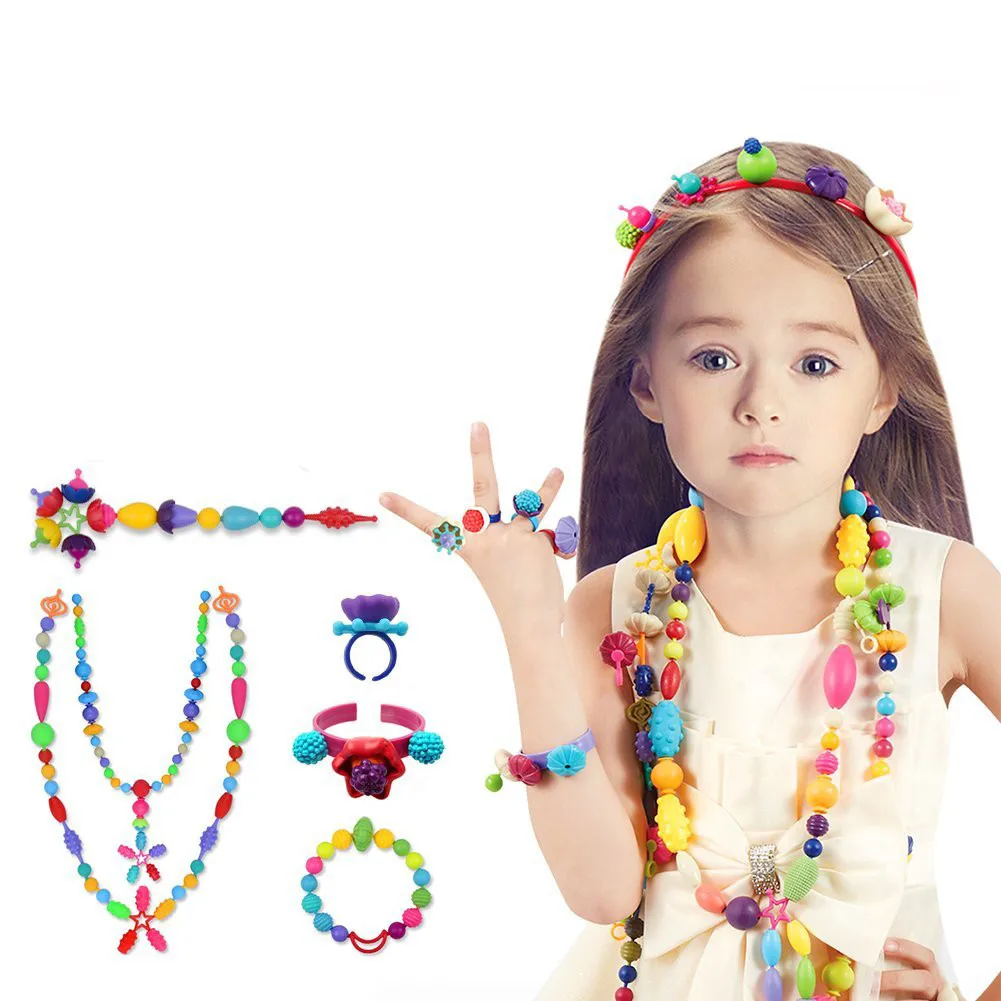 530 PCS Pop Arty Beads Snap Together Beads Creative DIY Toys for Girls Toddlers Jewelry Set for 5,6,7,8 Year Old