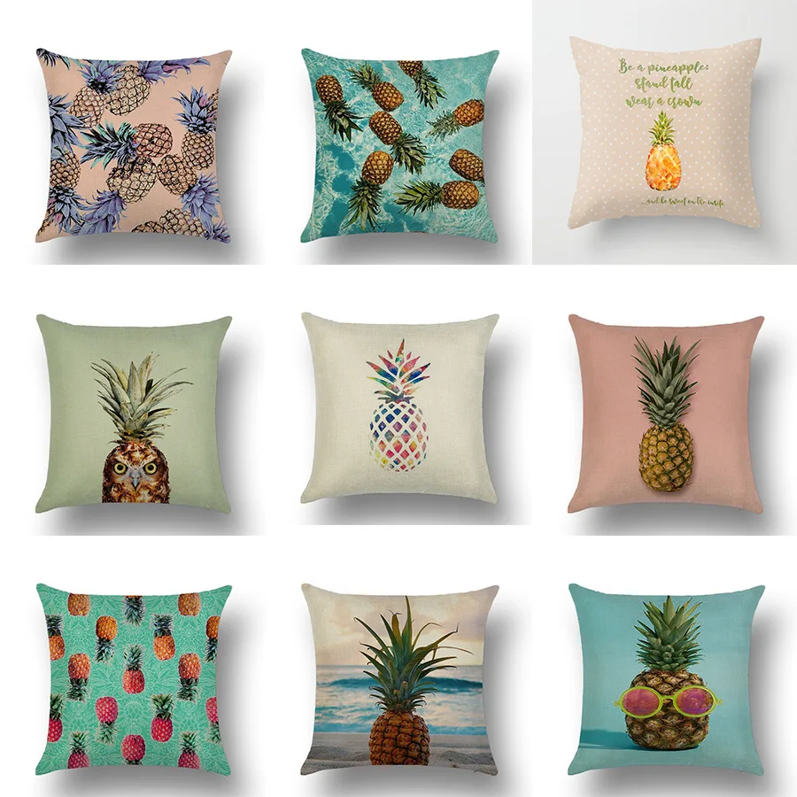 الفاكهة الاستوائية الأناناس أغطية مطبوعة للوسائد المنزل كنبة مكتب سيارة وسادة الخصر حالات لينة القطن وسادة من الكتان يغطي 45x45 سنتيمتر الفاكهة الاستوائية الأناناس أغطية مطبوعة للوسائد المنزل كنبة مكتب سيارة وسادة الخصر حالات لينة القطن وسادة من الكتان يغطي 45x45 سنتيمتر