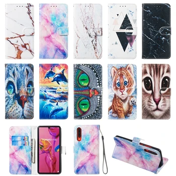 

3D Marble Stone Leather Wallet Case For Iphone XS MAX XR X 8 7 6 5 Samsung S10 5G S10e Cat Owl Dolphin Ocean Granite Rock 50pcs