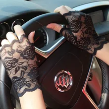 Черный девушка lady сексуальный Дискотека Танцевальный костюм вечерние вождения кружева без пальцев в сетку сетки короткие рукавицы