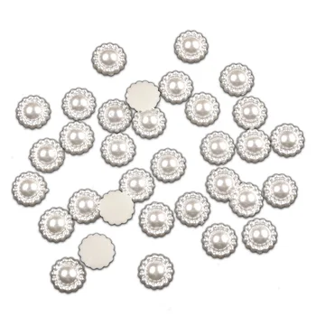 

LF 500Pcs Mixed 9mm Pattern Half Round Pearl Decoration Craft Flatback Cabochon Embellishments For Scrapbooking Diy Accessories
