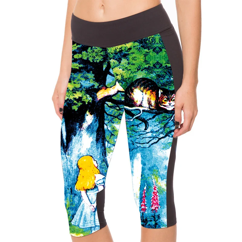 New 1076 Sexy Girl Women Alice in Wonderland Cheshire cat 3D Prints Workout font b Fitness