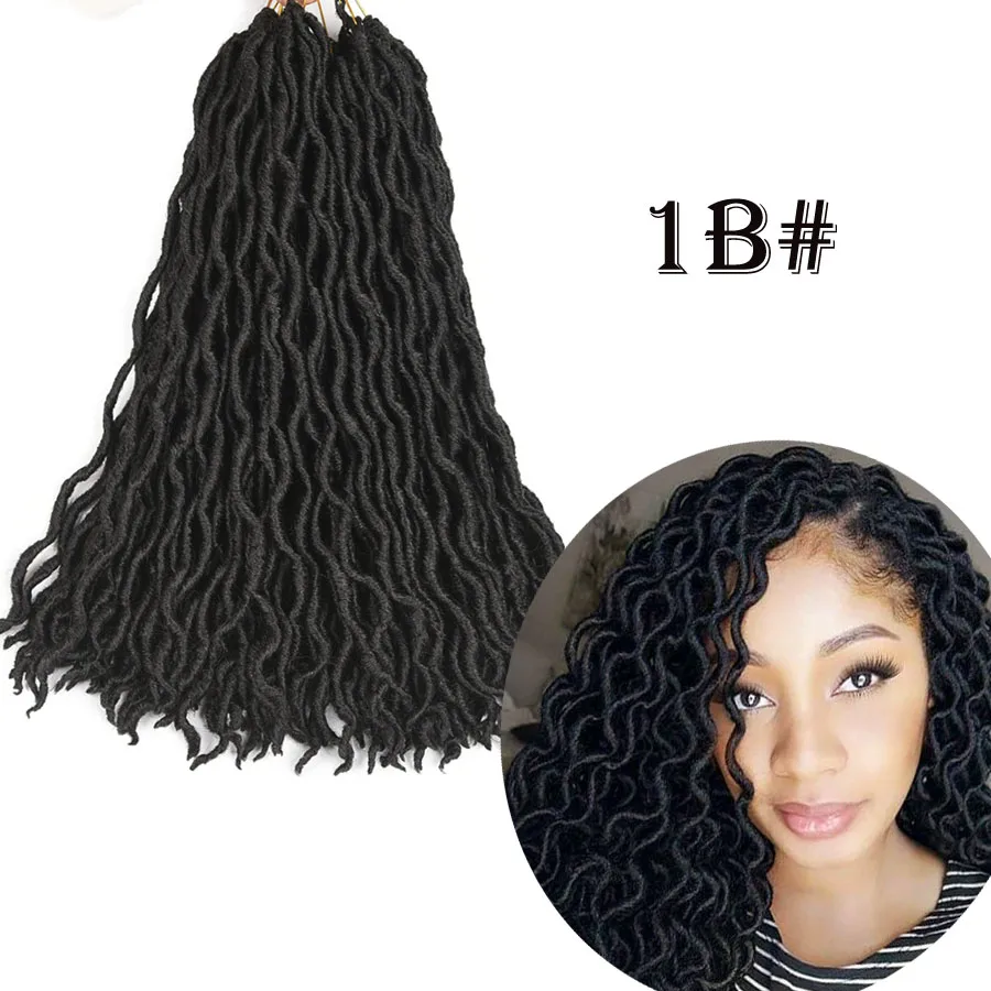 Faux locs Curly Hair 24 пряди/Упаковка 18 дюймов длинные мягкие легкие вязанные пряди Омбре коричневые синтетические плетеные волосы для наращивания - Цвет: # 1B