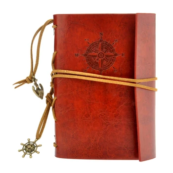 

Retro Vintage Pirate Anchor PU Cover Loose-Leaf String Bound Blank Notebook Notepad Travel Journal Diary Jotter Gift