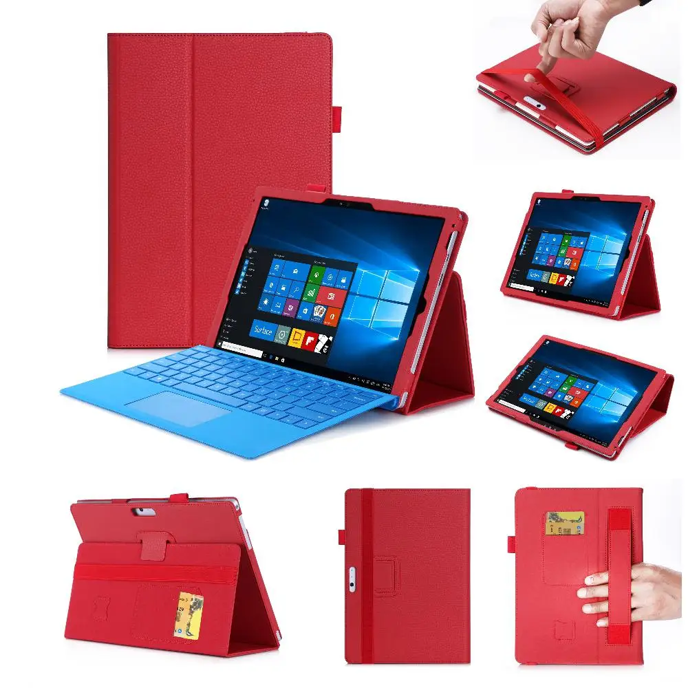 

For Microsoft THE NEW surface pro 2017/pro5/pro4/pro3 12.3 inch Matte Litchi Pattern PU Protective Case with Hand Pen Slot r20