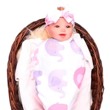 Отличное качество новорожденных одеяло милый слон мультфильм детское одеяло для новорожденных мягкая хлопковая для новорожденных обертывание+ бант повязка на голову спальные мешки